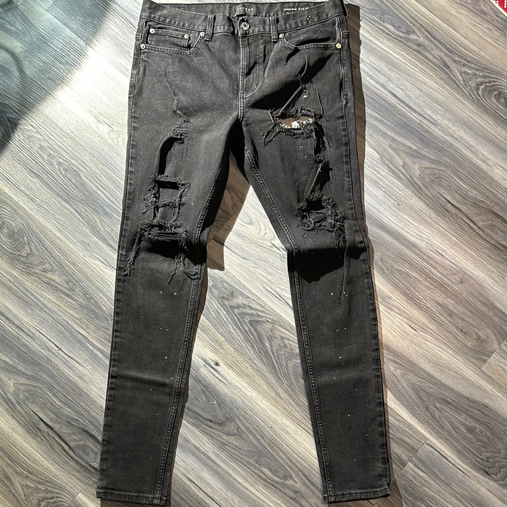 Stacked Skinny Black Denim Jeans